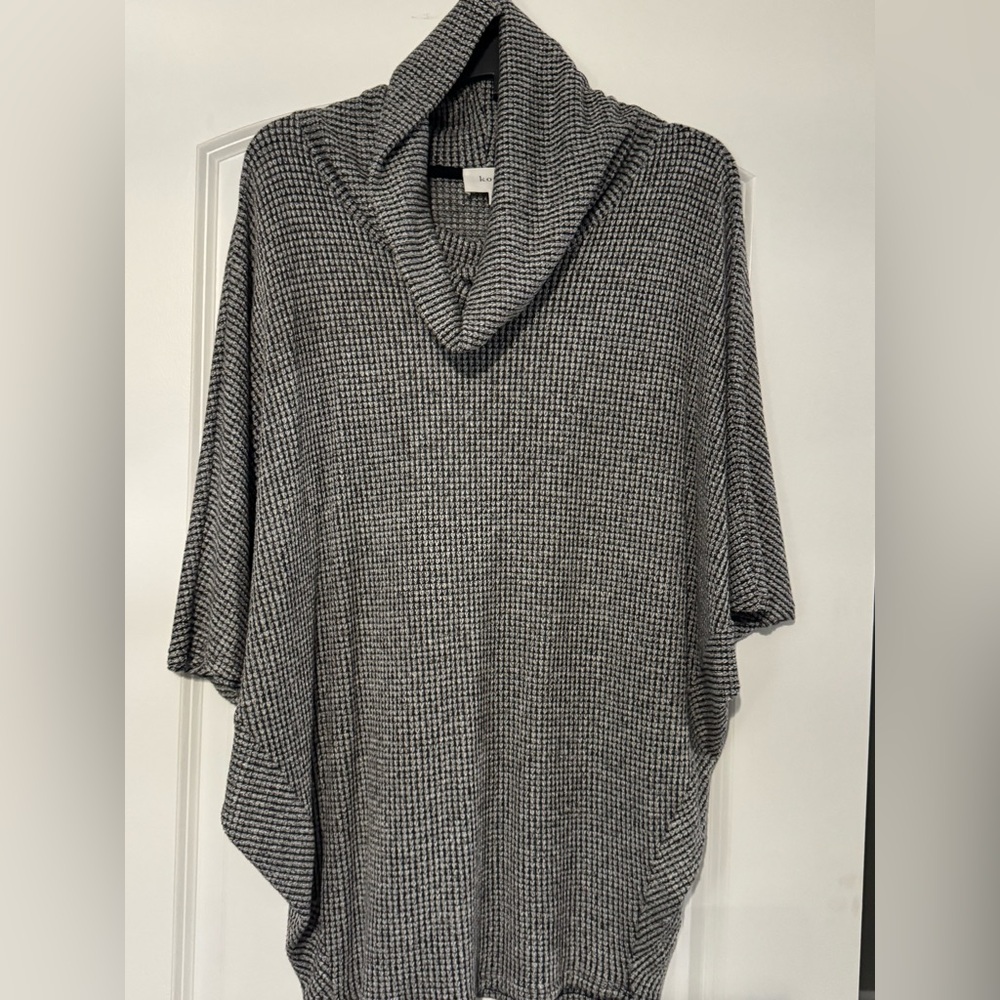 Chic Black and White Cowl Neck Sweater